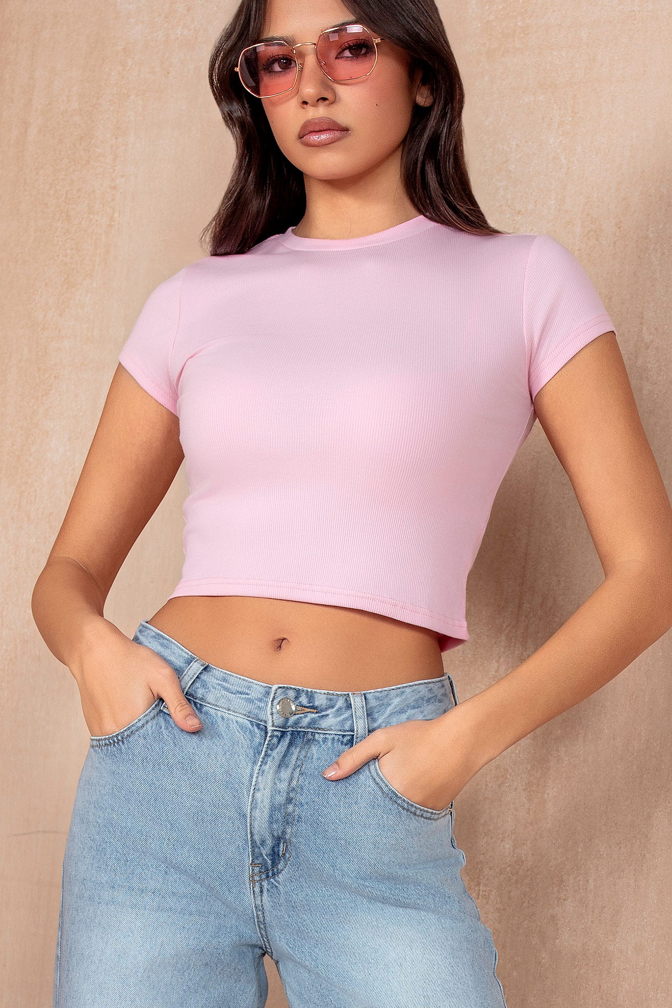 Donata Pink Ribbed T-Shirt