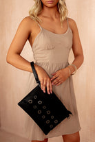 Dora Black Faux Leather Crossbody Bag