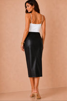 Doreen ONLY Black Faux Leather Midi Skirt