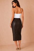Doreen ONLY Chocolate Faux Leather Midi Skirt