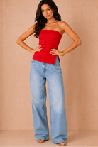 Doretta Red Slinky Bandeau Top