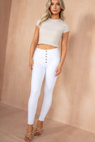 Doretta White Button Detail Jeans