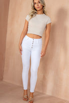 Doretta White Button Detail Jeans