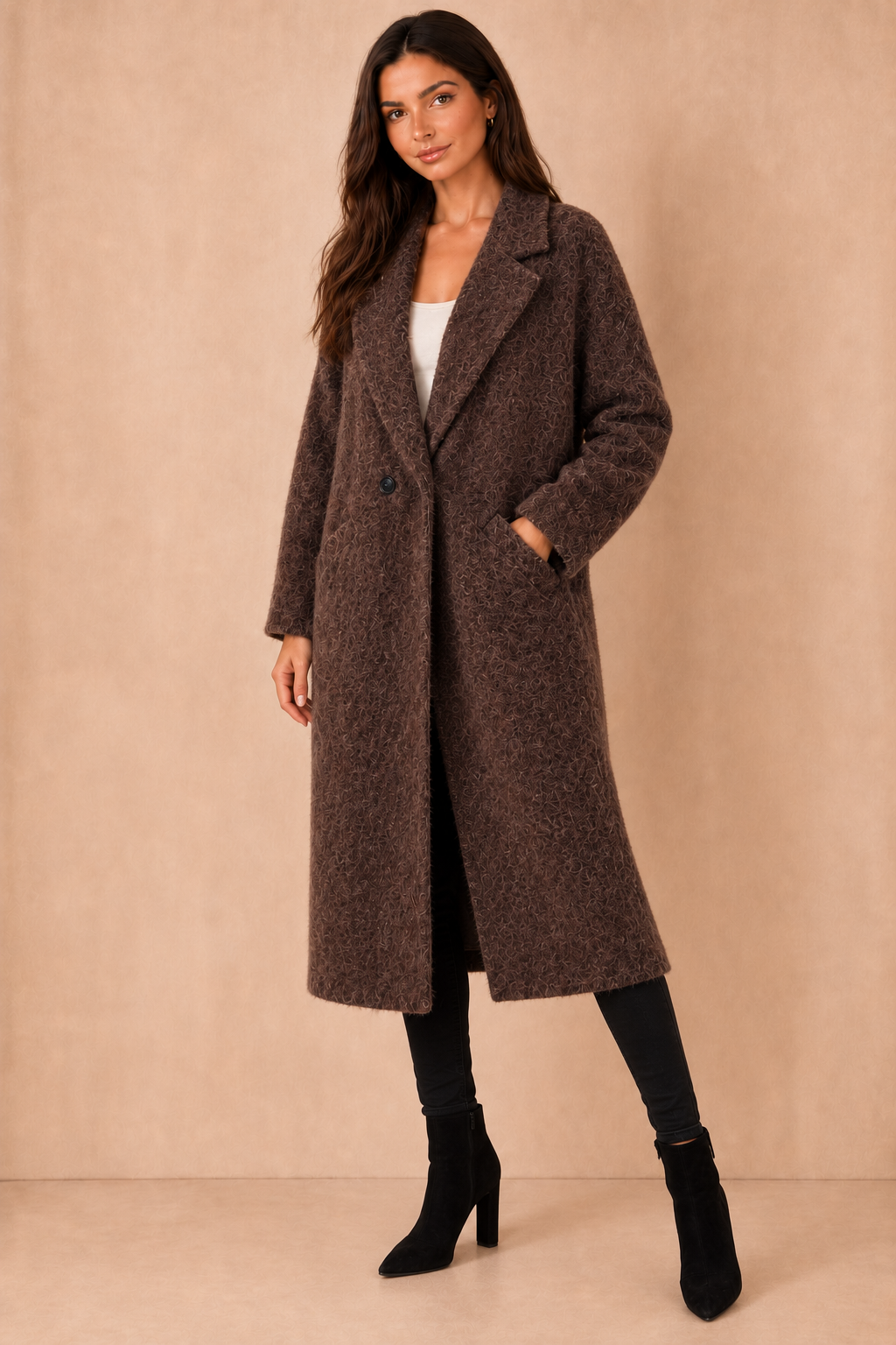 Doris Chocolate Wool Double Breasted Coat