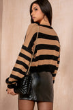 Doritha Camel Knit Striped Jumper