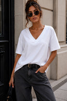 Dorothy White Cotton V Neck Top