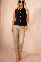 Dorrit Black Knit Button Front Waistcoat