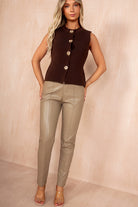 Dorrit Chocolate Knit Button Front Waistcoat