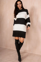 Dory Black Striped Knit Dress