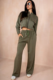 Draya Khaki Zipper Jacket Trouser Co Ord