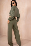 Draya Khaki Zipper Jacket Trouser Co Ord