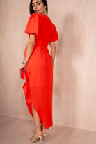Drew Orange Wrap Midi Dress