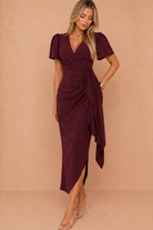 Drew Plum Wrap Midi Dress