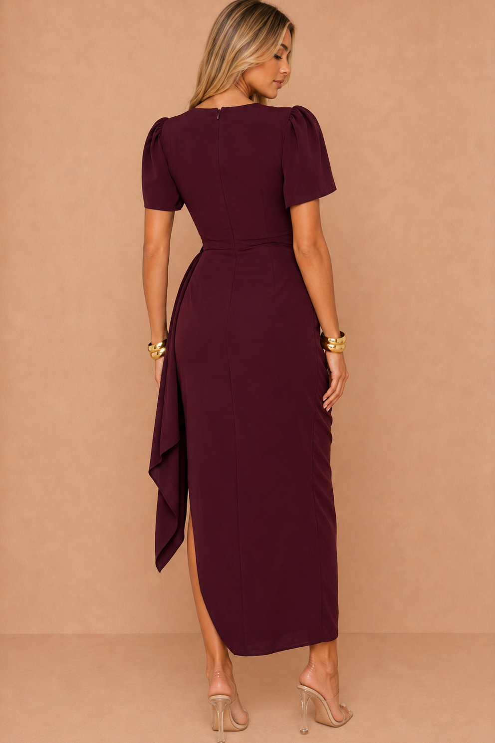 Drew Plum Wrap Midi Dress