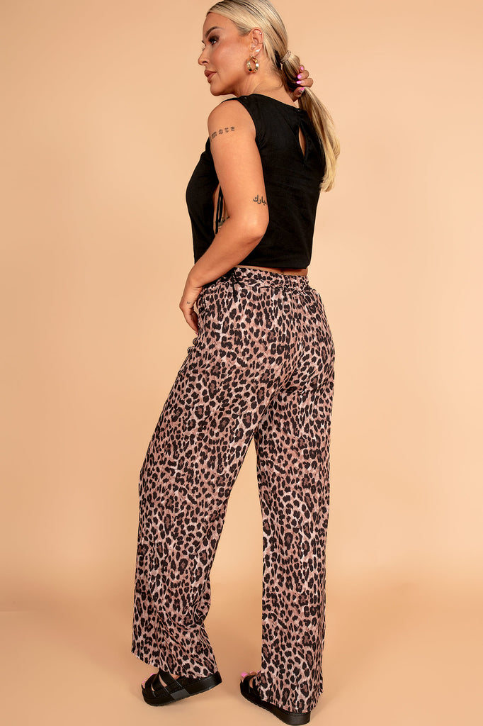 Dulcie Leopard Print Wide Leg Trousers