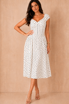 Ebby White Polka Dot Midi Dress