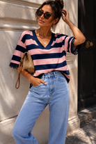 Eden Blush and Navy Lace Trim Top