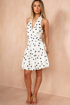 Eden Cream Polka Dot Halter Neck Mini Dress