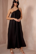 Eileen Black Oversized One Shoulder Maxi Dress