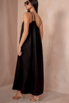 Eileen Black Oversized One Shoulder Maxi Dress