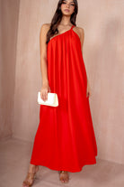 Eileen Red Oversized One Shoulder Maxi Dress