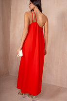 Eileen Red Oversized One Shoulder Maxi Dress