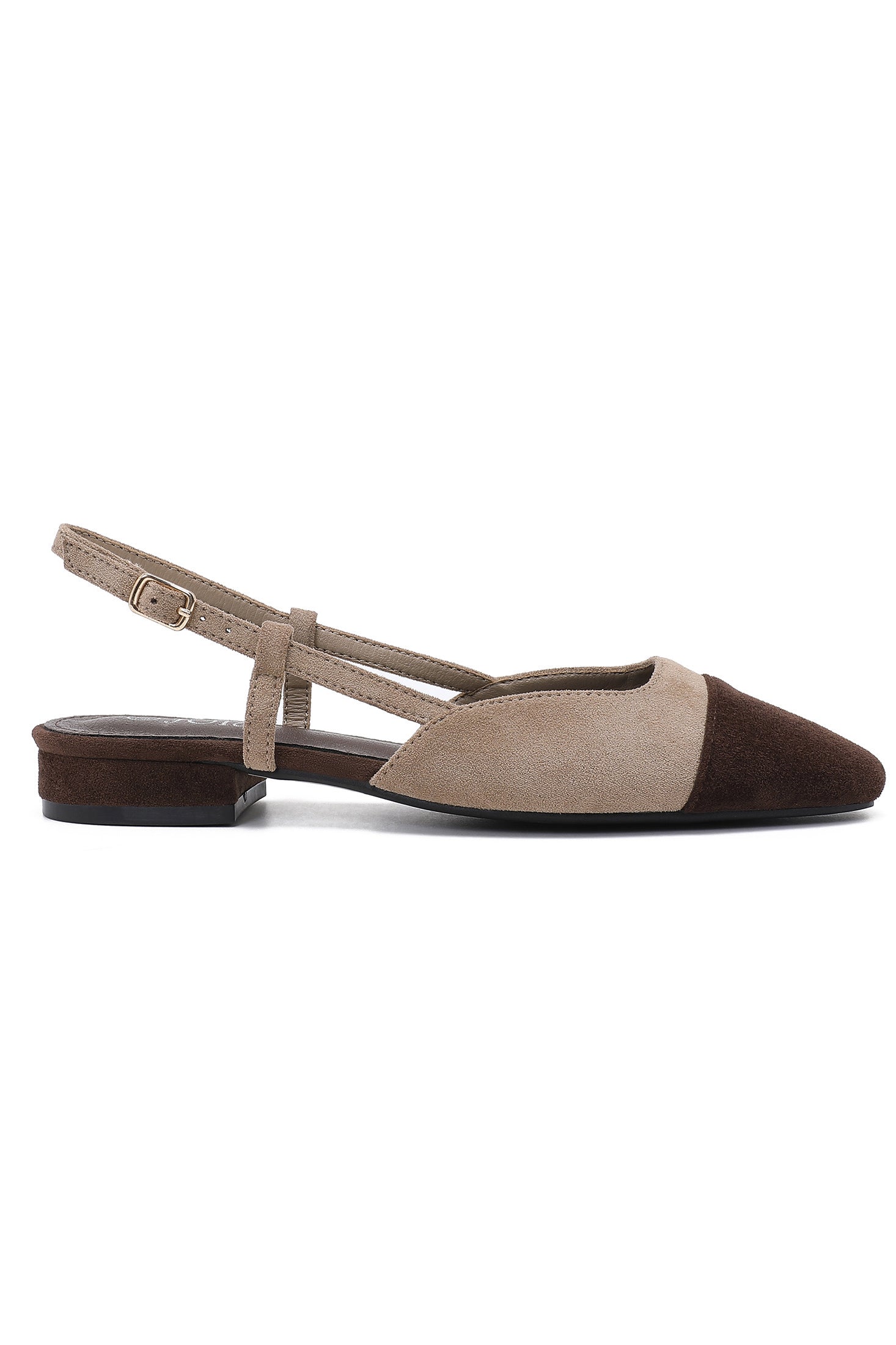Eirene Chocolate Suedette Two Tone Ballet Flats