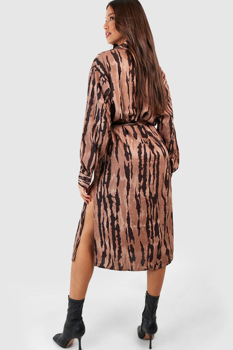 Elaine Chocolate Print Shirt Dress