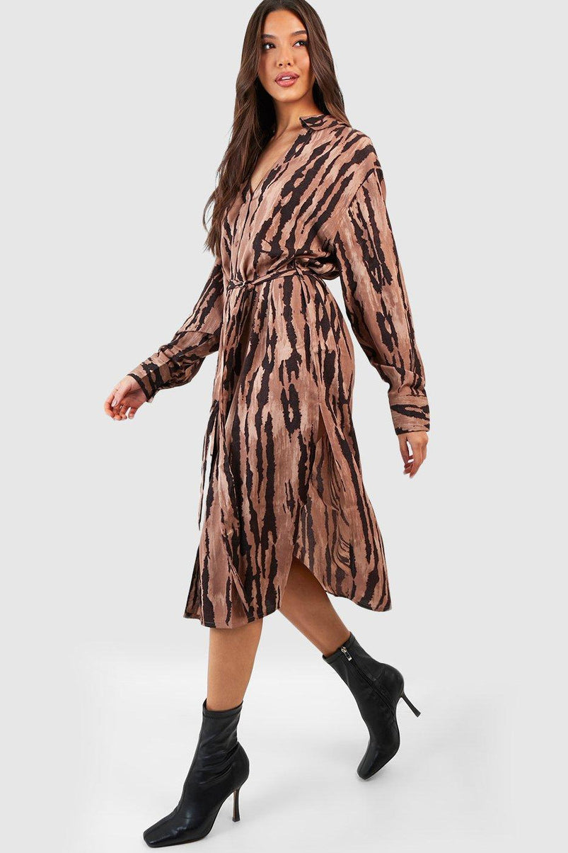 Elaine Chocolate Print Shirt Dress