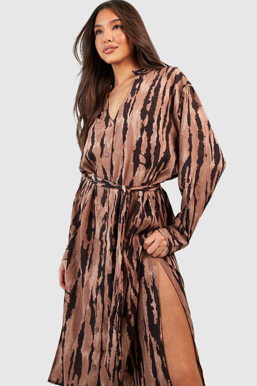 Elaine Chocolate Print Shirt Dress