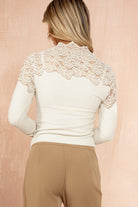 Elaine Cream Soft Knit Lace Pearl Top