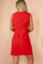 Elara Red Button Front Dress