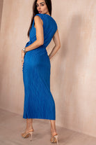 Elena Royal Blue Plisse Midi Dress
