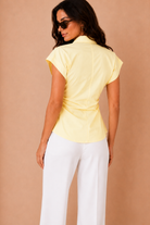 Elizabeth Yellow Cotton Fitted Shirt