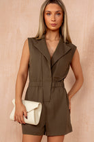 Ella Khaki Collared Shirt Playsuit