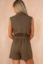 Ella Khaki Collared Shirt Playsuit