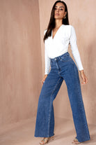 Ellery Dark Blue Wide Leg Jeans