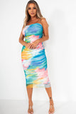 Ellie Rainbow Mesh Print Dress