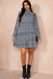 Elma Black Print Smock Dress