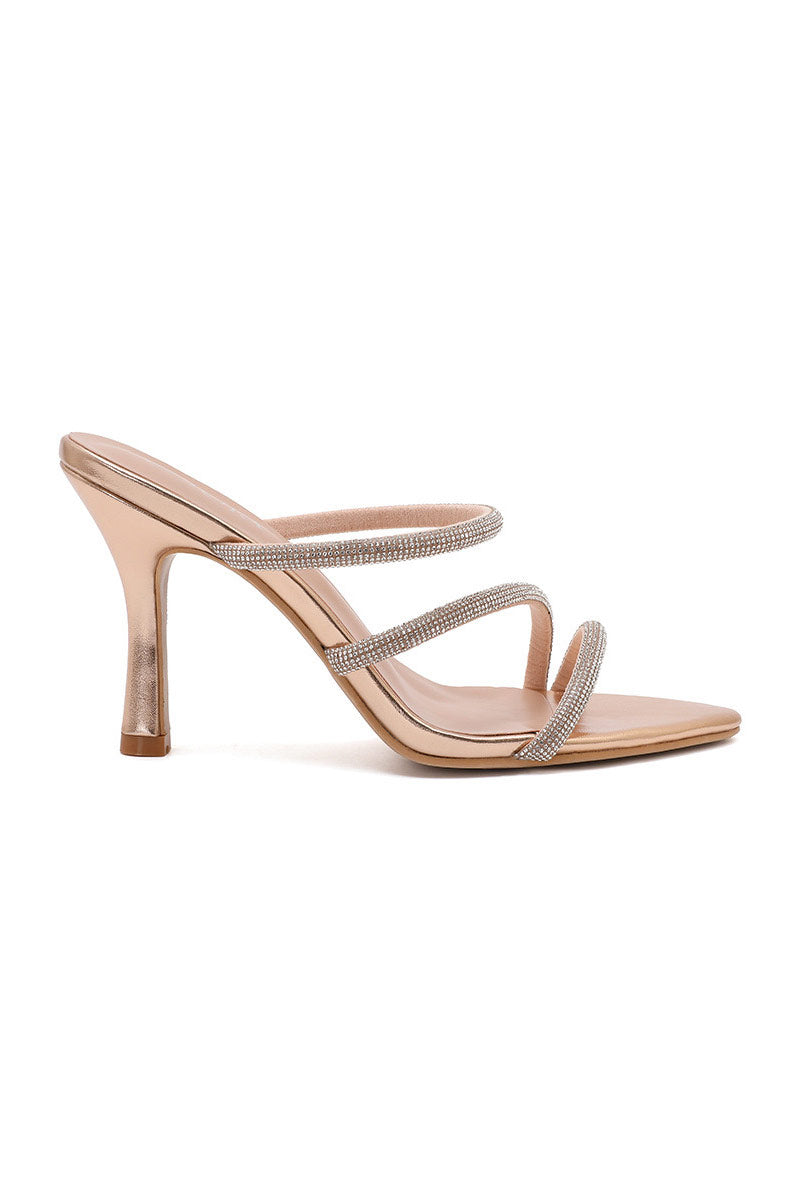 Eloise Gold Diamante Heeled Mule