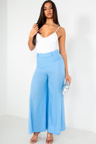 Elora Blue Linen Palazzo Trousers