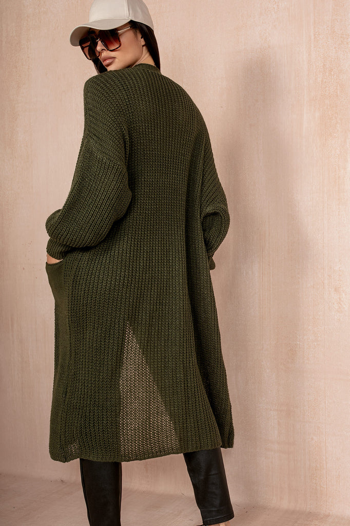 Elouise Khaki Chunky Knit Cardigan