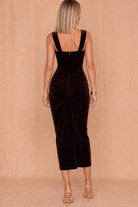 Elowen Chocolate Velvet Knot Midi Dress
