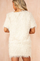 Elsa Cream Faux Feather Sparkle Skirt
