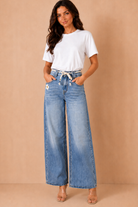 Elvine Blue Belted Wide Leg Jeans