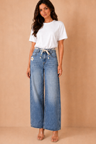 Elvine Blue Belted Wide Leg Jeans