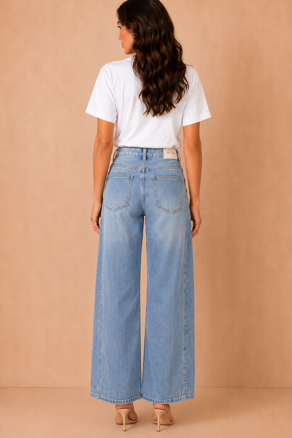Elvine Blue Belted Wide Leg Jeans