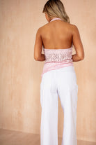 Emalee Pink Lace Halter Neck Top