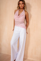 Emalee Pink Lace Halter Neck Top