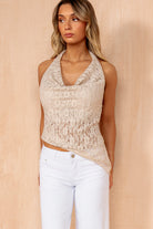 Emalee Stone Lace Halter Neck Top